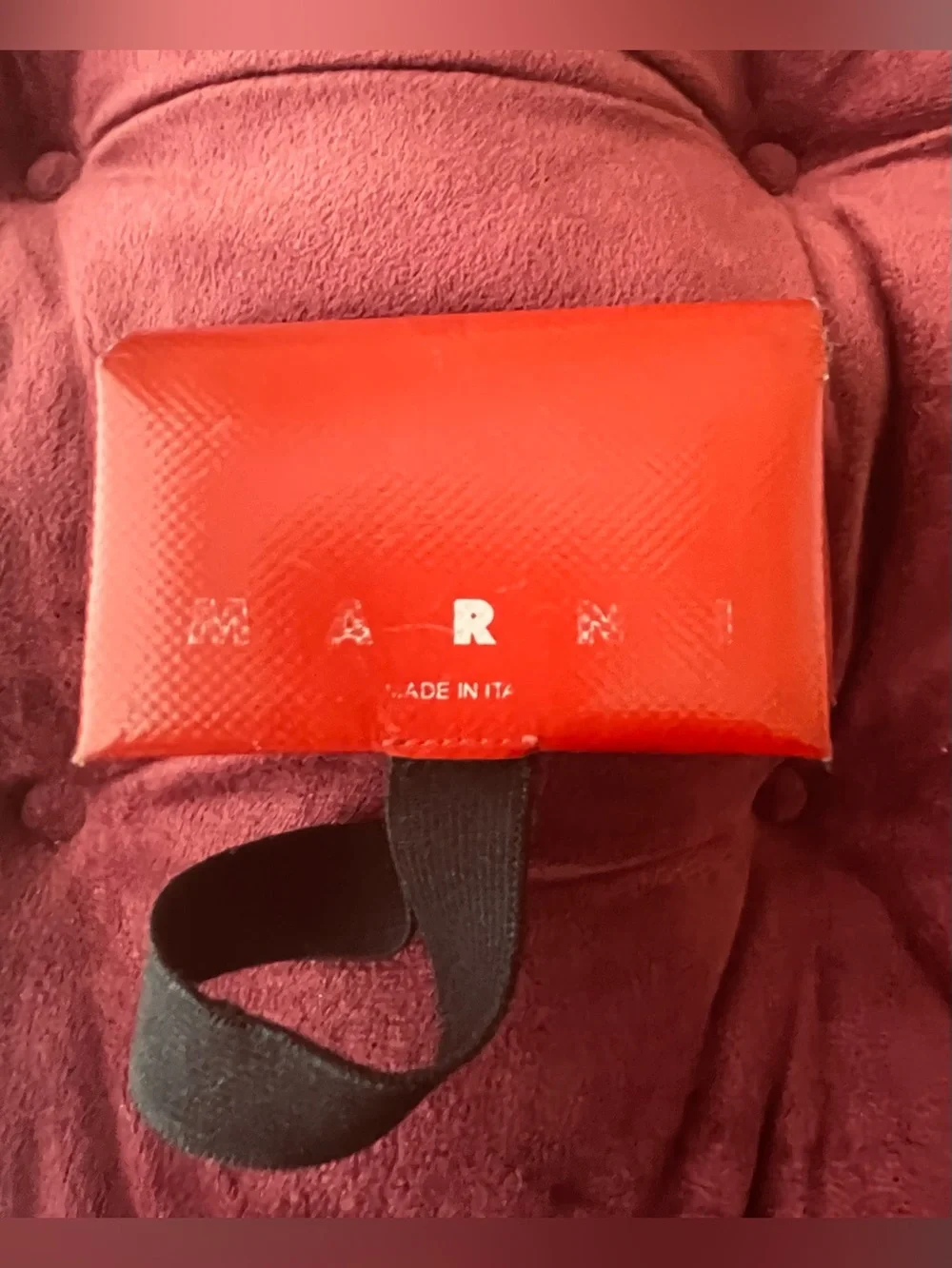 Marni Red Compact Foldable Leather Wallet Tote
